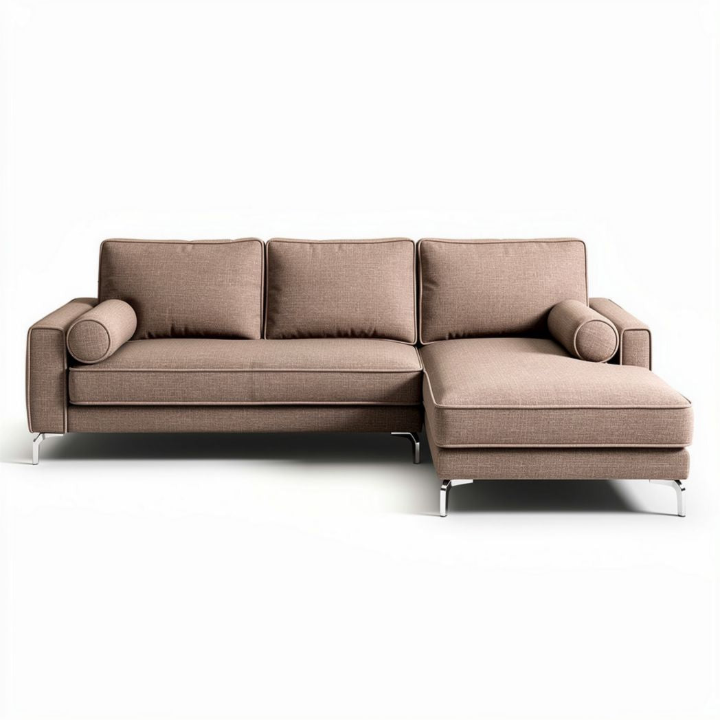 Sofa sectional with fabric upholstery and chrome legs 220 x 100 x 75cm