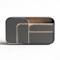 Modern storage cabinet with wooden accents and sleek gray finish 90 x 40 x 70cm