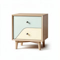 Wooden nightstand with two drawers and pastel-colored front panels 40 x 40 x 50cm