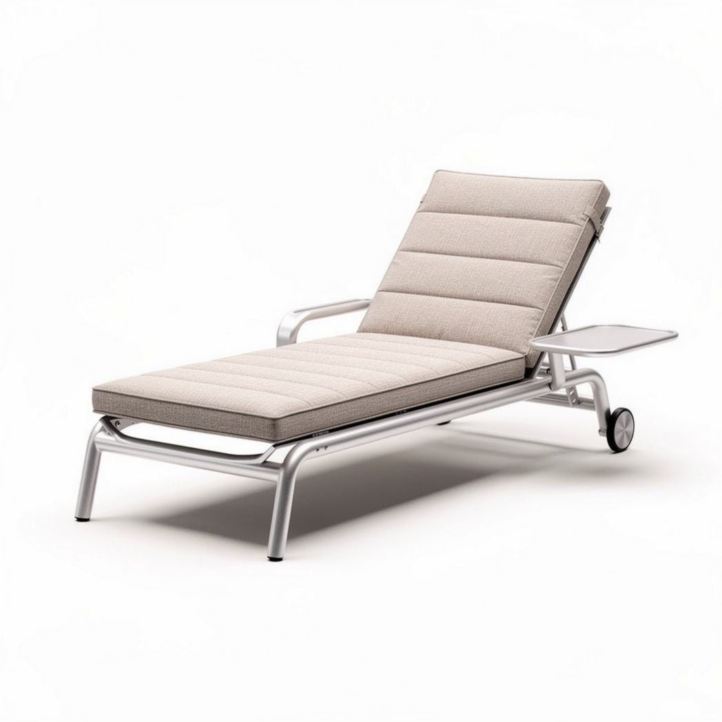Aluminum outdoor lounge chair with adjustable backrest and cushion in beige 180 x 60 x 30cm