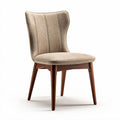 Fabric dining chair with wooden legs in beige color 45 x 45 x 90cm