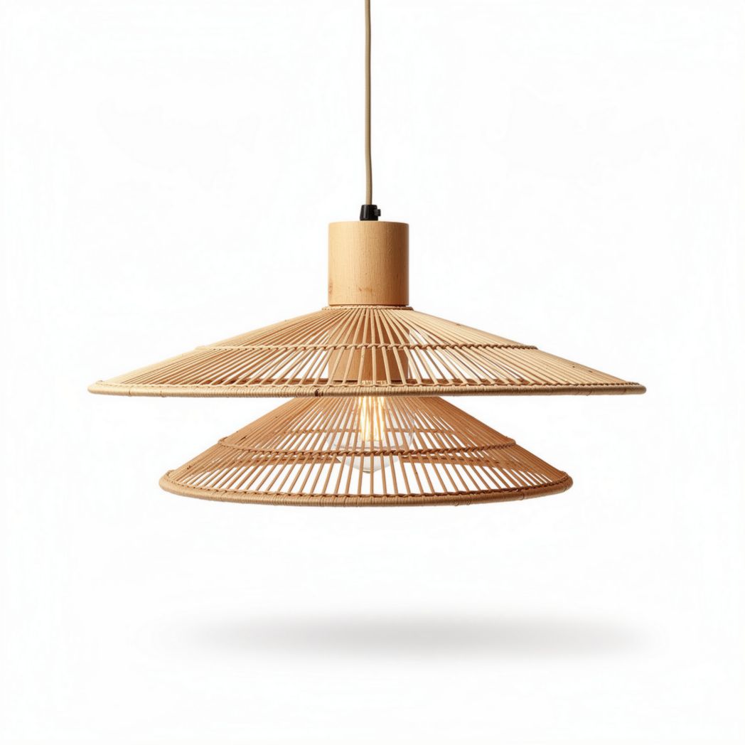 Rattan woven pendant light fixture for home and restaurant use 50 x 50 x 20cm