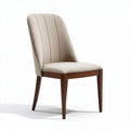 Upholstered dining chair with wooden legs in beige fabric 45 x 50 x 90cm
