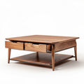 Wooden coffee table with two drawers and a lower shelf 90 x 90 x 40cm