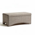 Fabric storage bench with lid and padded seat in taupe color 80 x 40 x 40cm